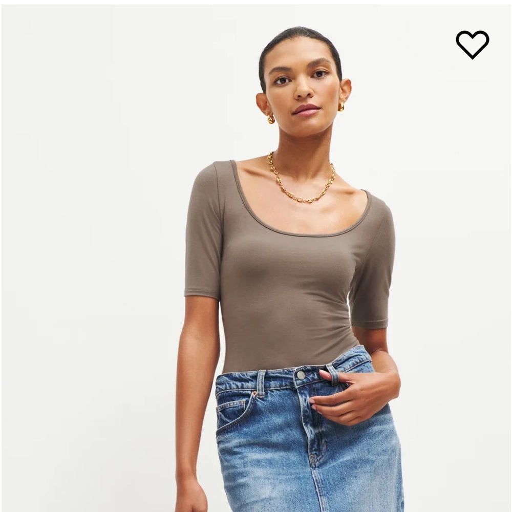 NWT Reformation Lucky Knit Top Brown Beige Shitake L Tee